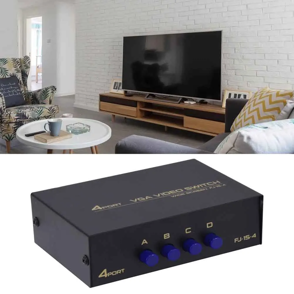 4 Ports Plug And Play Displayport USB 2.0 Stable KVM Switch VGA TV Projector Metal Hub Sharing Selector Accessories For Computer