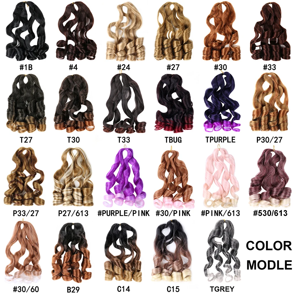 Loose Wave Crochet Braiding Hair 22 Inch Spiral Curl Braids Crochet Hair Ombre Pre Stretched Braiding Hair Extension French Curl