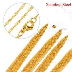 Wholesale 10pcs/lot Stainless Steel Water Wave Chains Lobster Clasp Necklace For DIY Jewelry Making Findings Accessory