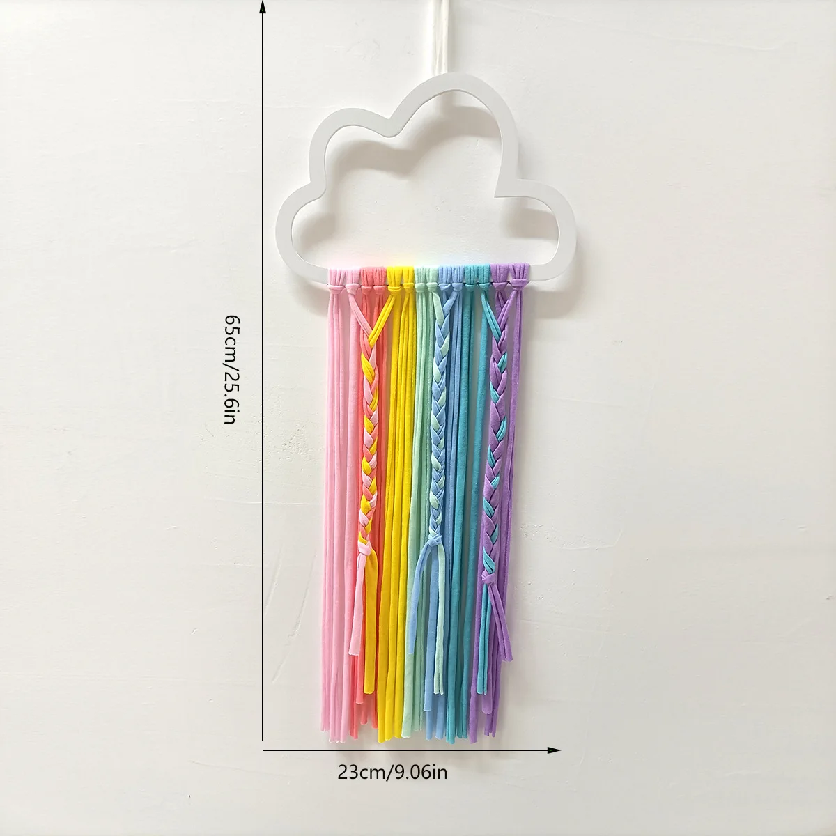 Cute Wooden Hollow Rainbow Clouds Wall Hanging Ornament Tassel Pendant Hair Clip Hanger Storage For Girl Kids Room Decorations