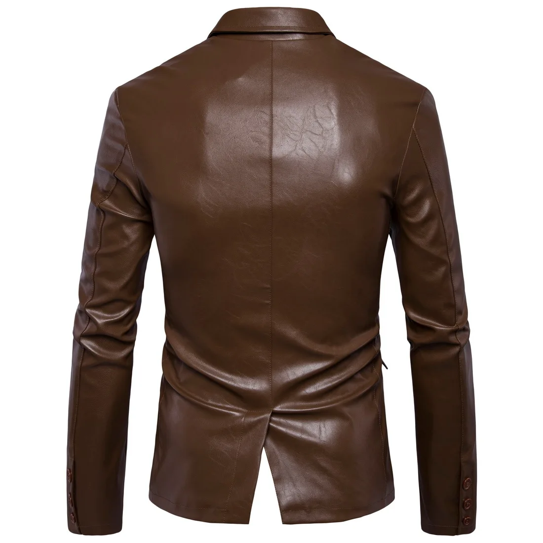 Mens Leather Jacket 2 Button Formal Dress Suits Fashion Man Blazers Black Dark Brown Solid Motorcycle Coat Suede Jacket Male