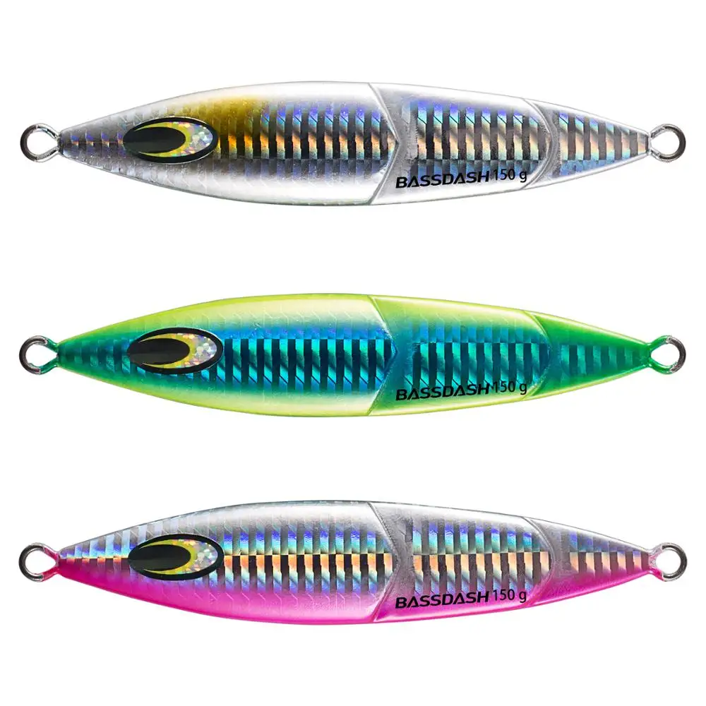 Bassdash Vertical Jigs Luminous Slow Jigging Lure Metal Spoon for Saltwater Freshwater Fishing 3 Colors 3 Weights, One piece