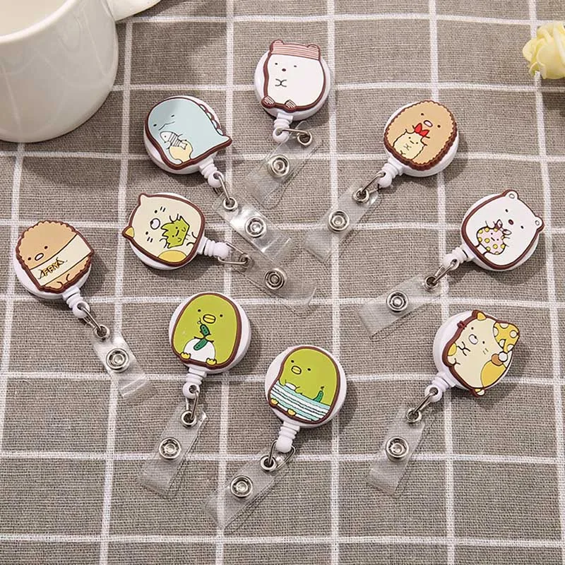 New Cute Silicone Japanese Animals Nurse Doctor Students Retractable Pull Badge Reel ID Lanyard Name Tag Card Badge Holder Reels