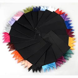 Men's Pre-folded Pocket Square Candy Color Silk Handkerchiefs Formal Wedding Party Business Chest Towel Hanky Black White Red
