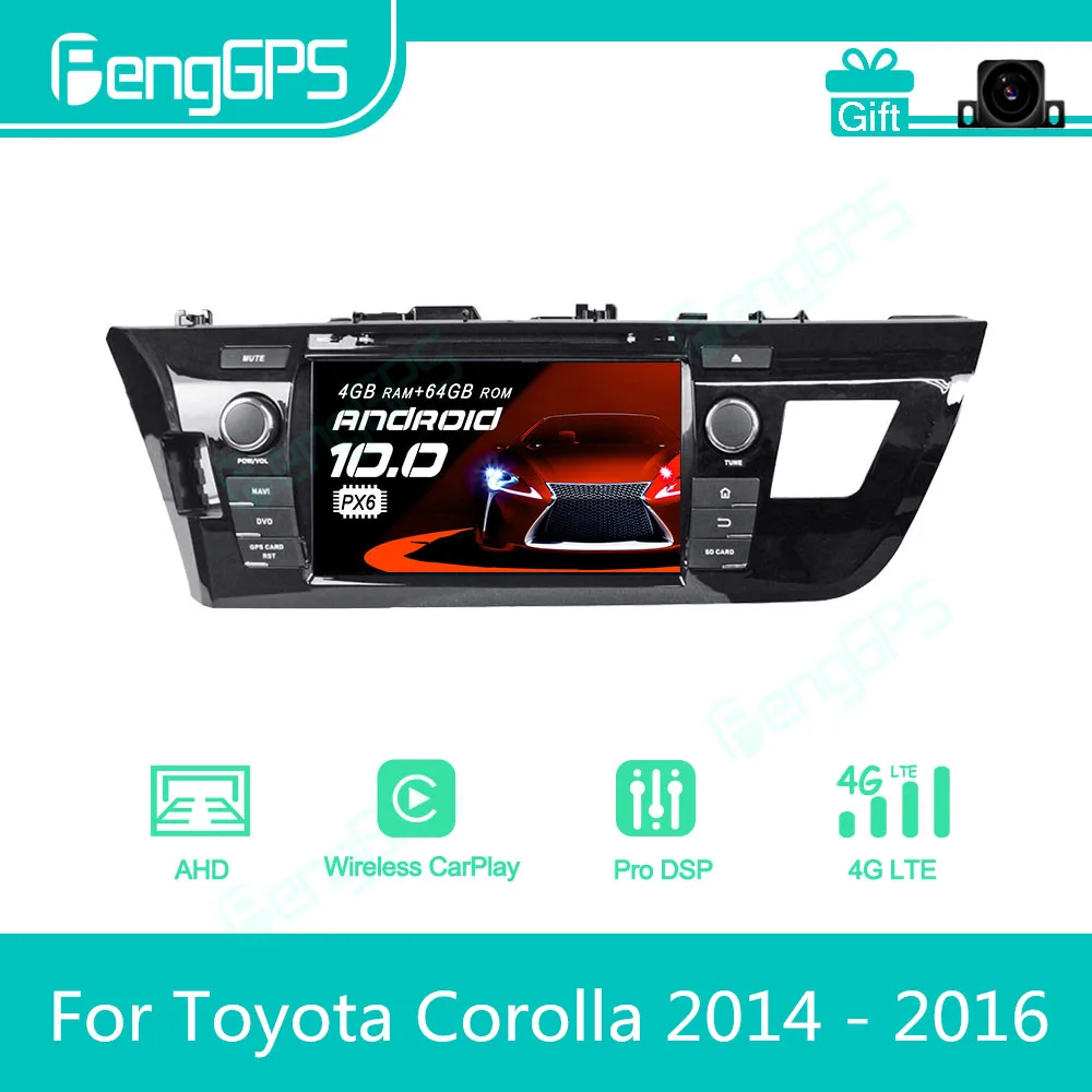 For Toyota Corolla 2014 - 2016 Android Car Radio Stereo Multimedia DVD Player 2 Din Autoradio GPS Navigation PX6 Unit Screen