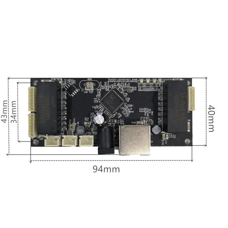 DC 12V Industrial Ethernet Switch Module 10/100/1000mbps 4/5/6 port PCBA board OEM PCBA board OEM  Motherboard DC12V IN 12V OUT