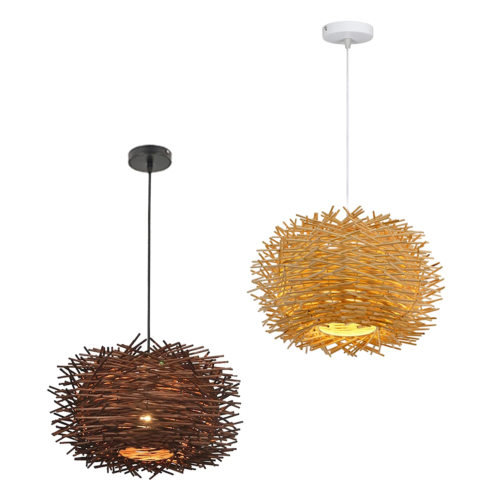 Rustic Lamp Shade Weave Hanging Lighting Rattan Ceiling Lamp Chandelier