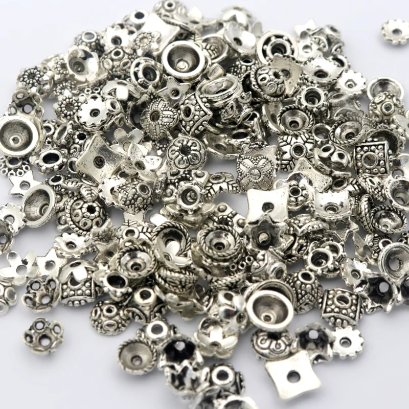 200 teile/paket Antike Silber Unebene Gemischte Größen Perlen Kappen Für Schmuck Machen Kleine Perle Ende DIY Handgemachten Schmuck Zubehör – Detail 3