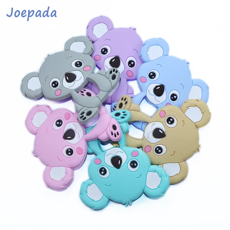 Joepada 2 pçs silicone mordedores grau alimentício diy animal koala bebê anel mordedor infantil silicone mastigar encantos dentição brinquedos da criança