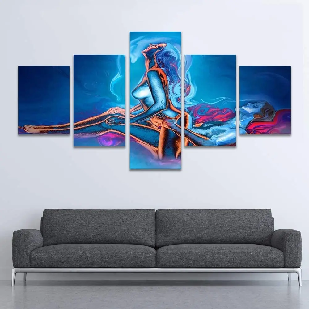 

5 Piece Wall Art Canvas Painting Sexy Nude Women Personage Poster Modern Home Nordic Decoration Living Room Pictures