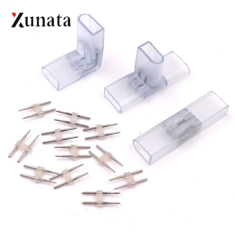 2 pin I L T Shape Corner Connector for 110V 220V 8x16MM Single Color Neon Middle Connectors for Single/Double Side Light Neon