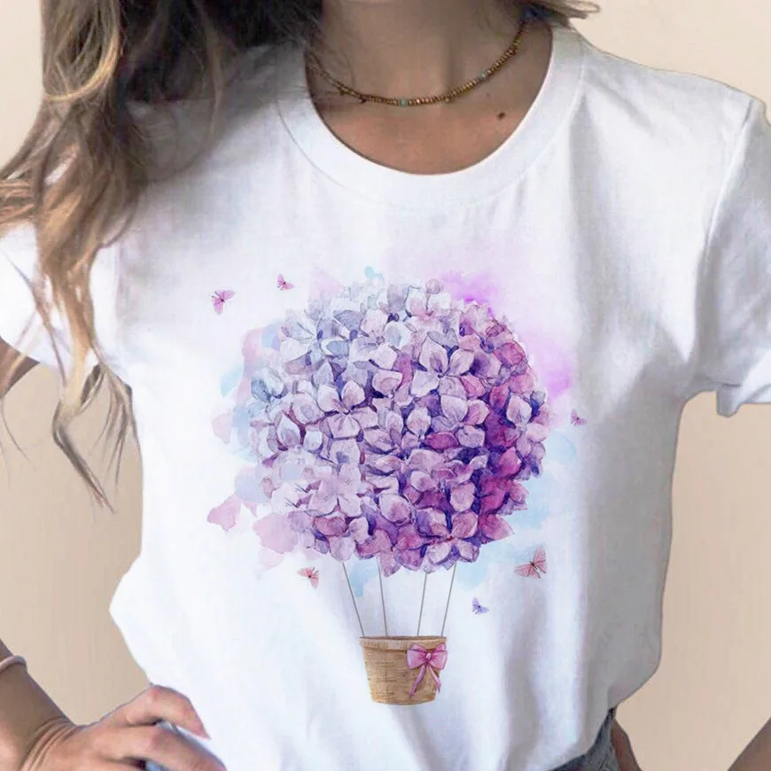 T-Shirt da donna a maniche corte con fiori floreali a maniche corte da donna 2020 estate T-Shirt da donna con grafica da donna