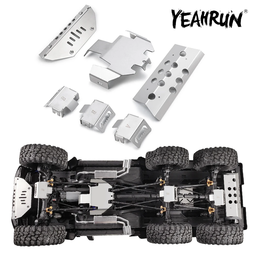 YEAHRUN Stainless Steel Chassis Armor Axle Rear Bumper Protector Skid Plate for TRX-6 G63 6X6 1/10 RC Crawler Car Upgrade Parts