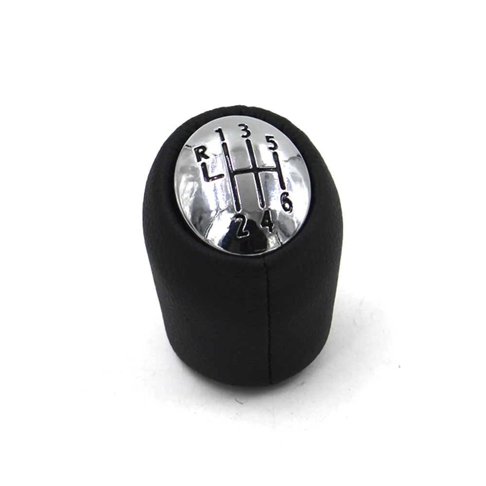 6 Speed Chrome Cap Black Character For Renault Laguna II 2 Mk2 2001-2007 Car Leather Gear Shift Knob Lever Stick Handball Head