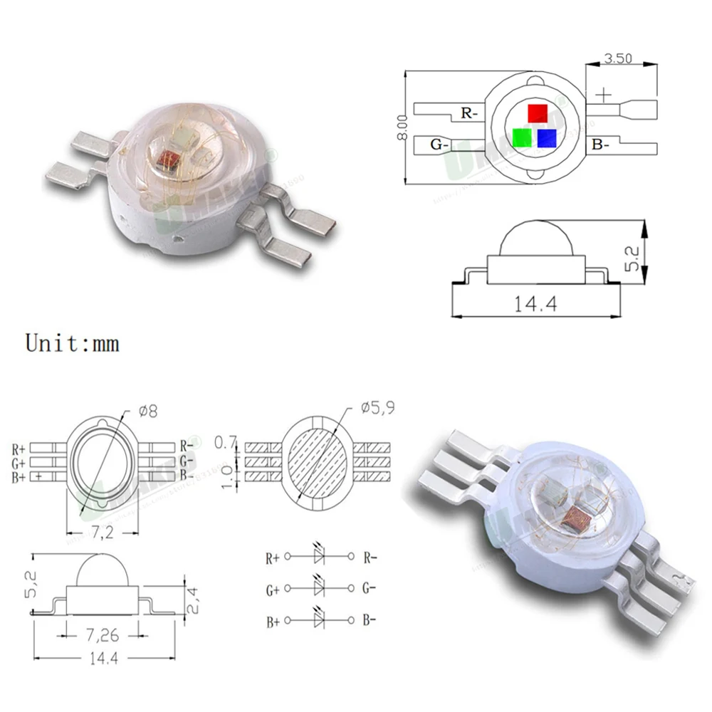 High Power LED Chip 18W 12W 9W 4Pin 6Pin 8Pin 10Pin 12Pin COB SMD Stage Light Doide RGB RGBW RGBWW RGBWY RGBWYV LED Light Beads