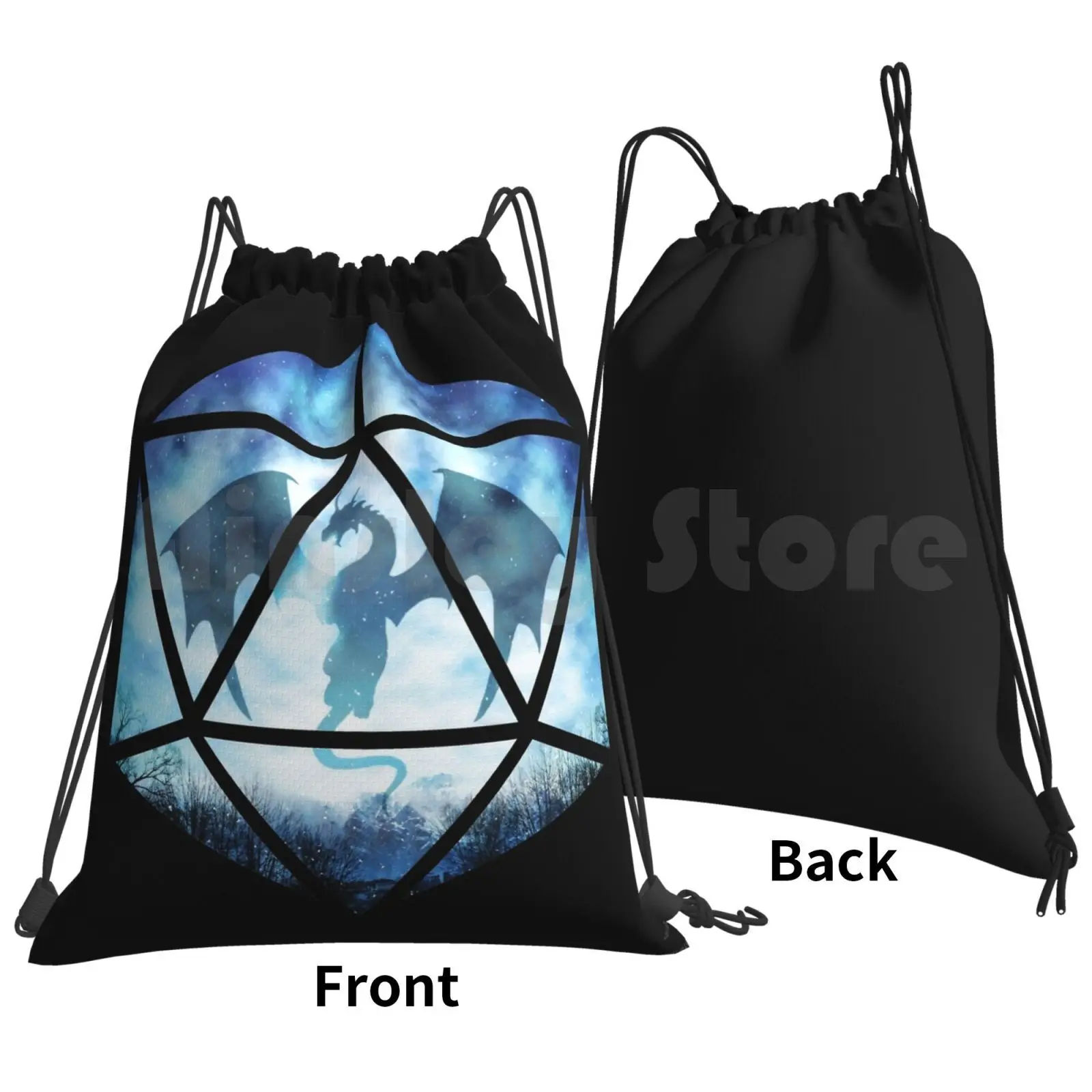 Blue Sky Ice Dragon D20 Backpack Drawstring Bag Riding Climbing Gym Bag Rolling Dice D20 Critica L Dnd Rpg Roleplaying Role