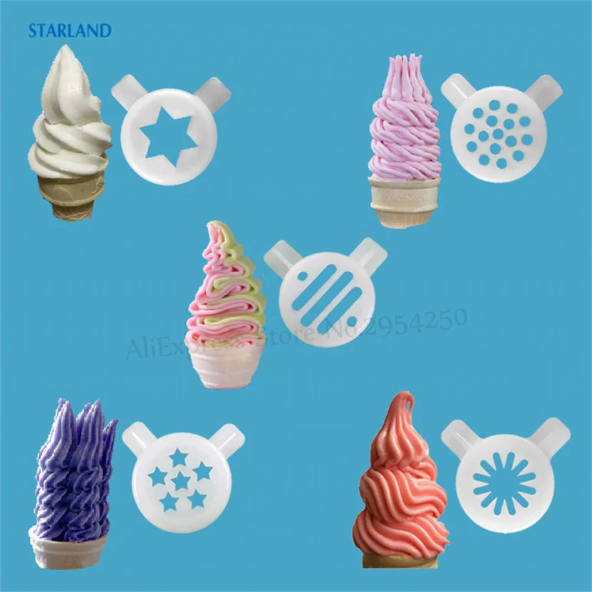 5Pcs Ice Cream Machine Magic Nozzles Soft Ice Cream Modeling Caps Ice Cream Maker Part Plastic Lids