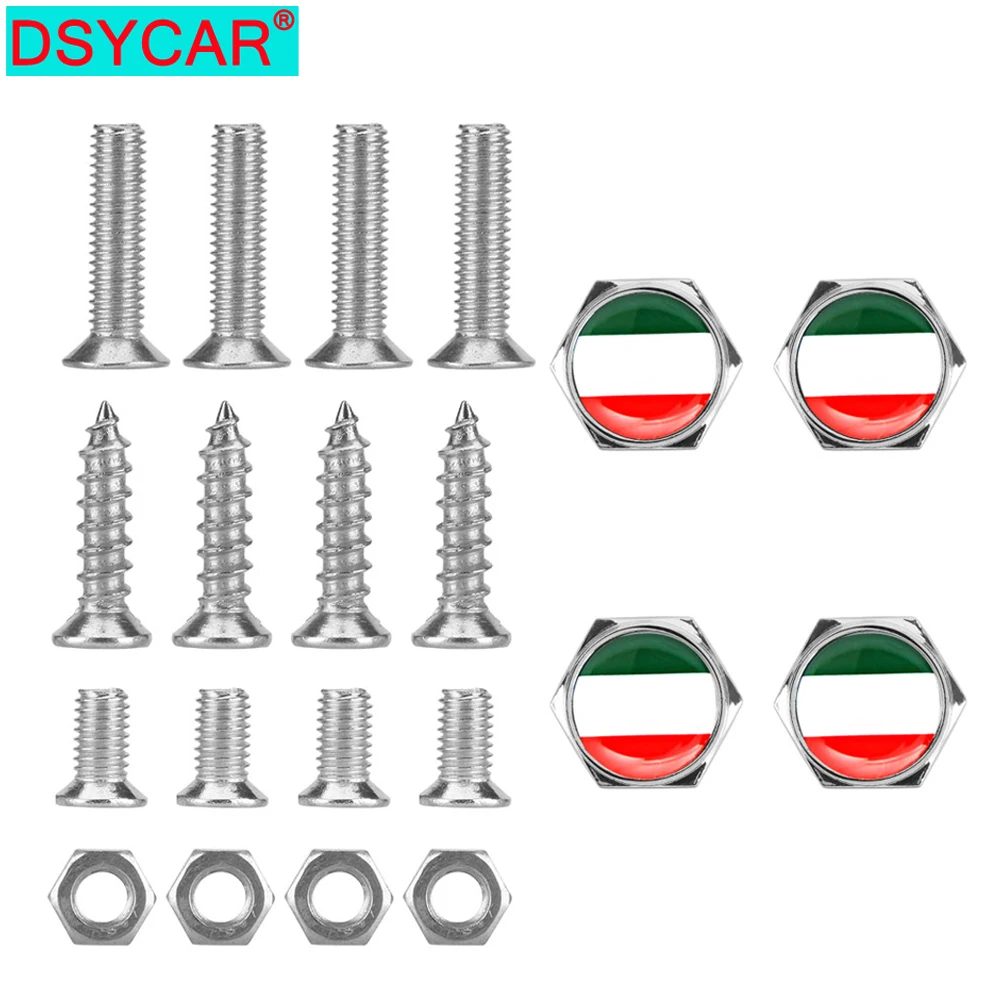 

DSYCAR 1 Set Laser Engraved Italy Italian Flag Silicon Surface Zinc Alloy Metal Cap Screw for Car License Plate Frame