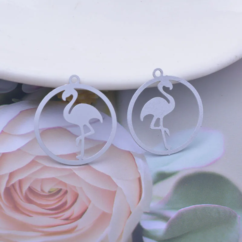 50 Stück AC12510 20*22mm Flamingo-Anhänger DIY Ohrringe Schmuckzubehör – Detail 2