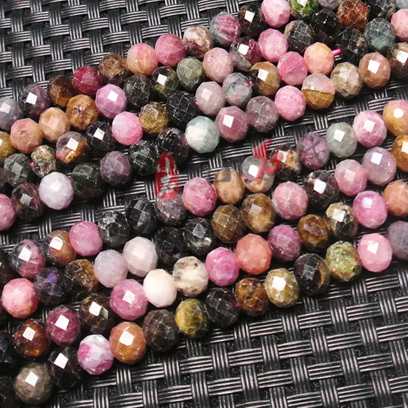 

Natural Multicolor Tourmaline Beads Rondelle Faceted Spacer Tiny DIY Loose Beads For Jewelry Making beads Accessories 15'' Gift