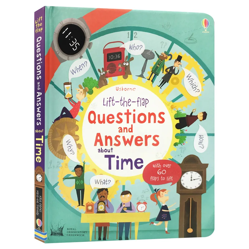 

Usborne Questions and Answers about Time English 3D Flap Picture Book Children Time Knowledge Encyclopedia Reading Books