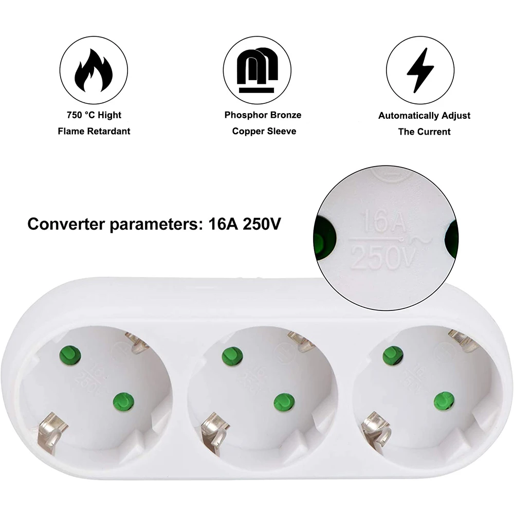 German Electrical Sockets With Switch 16A 250V EU Surface-Mounted 3500W Extensions Germany Standard Adapter Power Plug Strip