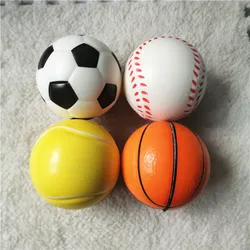 4pcs 6.3cm Stress Balls Basketballs Footballs Baseballs Tennis Soft PU Foam Squeeze Antistress Relief Toys for Kids Children