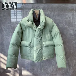 Marka yeni kış erkek moda kalın sıcak Parka kısa standı yaka gevşek Fit palto rahat adam Streetwear cepler Parkas ceket