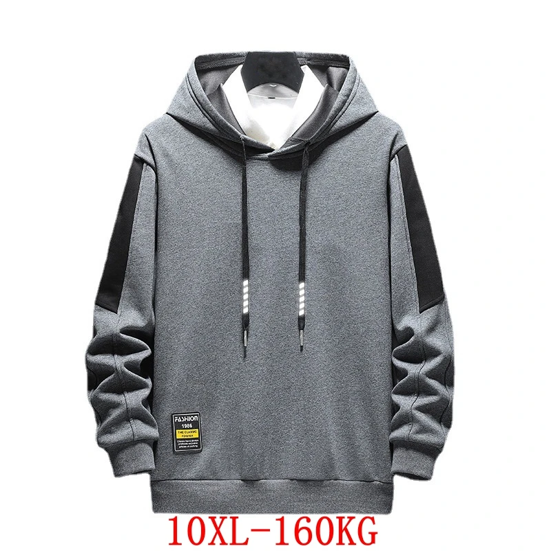 

Men's large 10xl Hoodie 160kg stitching contrast color plus size 6xl 7XL 8xl 9xl long sleeve loose black gray red big sweatshirt