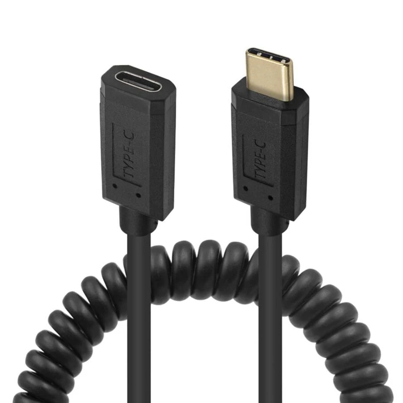 スプリング格納式金メッキ 3A 10Gb/s USB 3.1 Type-C オス - メス データ延長ストレッチ カール フレキシブル コイル状ケーブル