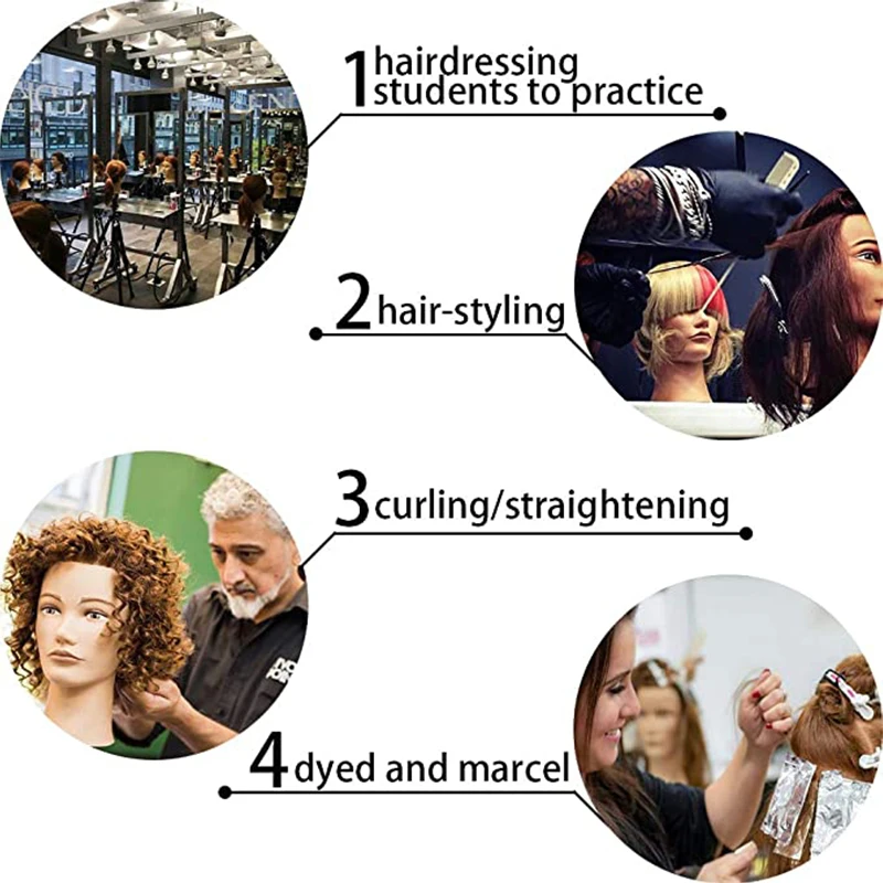 African Mannequin Training Head With Real Human Hair Manikin Cosmetology Makeup Doll Heads And Stand For Practice Braid Styling