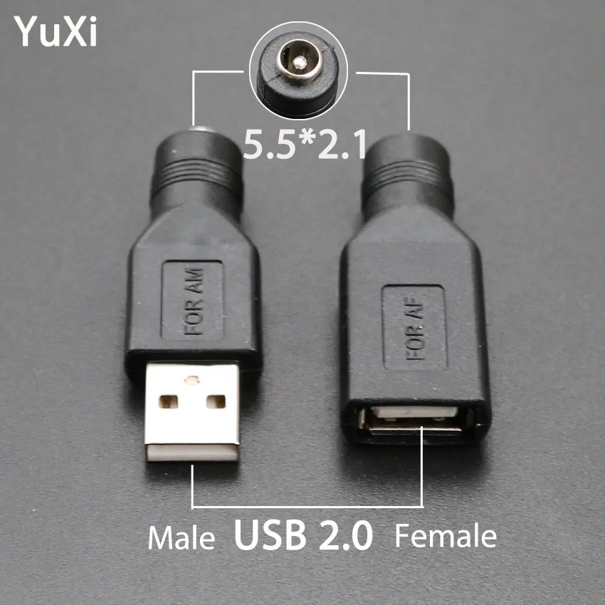 

YuXi DC 5.5*2.1 mm female jack to A TYPE USB 2.0 Plug Socket 5V DC Power Plug Connector Adapter Converter Laptop PC Adapter