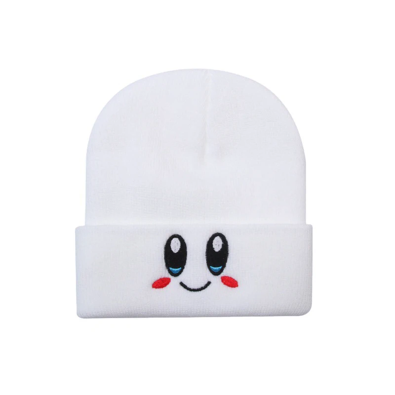 Knitted Beanies Hats Cartoon Cute Smiling Face Embroidery Cap for Autumn Winter Men Cap Warm Melon Cap Street Head Cap Women Hat