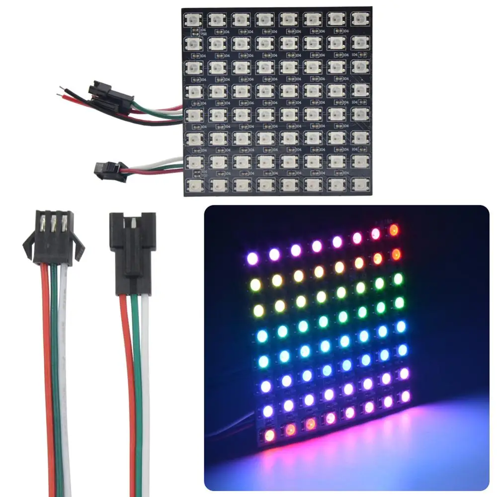 Panel LED Flexible Digital direccionable individualmente, matriz RGB, pantalla de píxeles, 8x8, 16x16, 8x32 píxeles, SK6812, WS2812B, DC5V