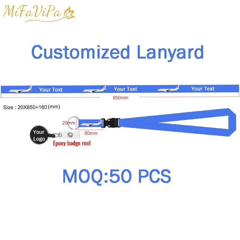 

Mifavipa 50 PCS Fashion Trinket Customized Lanyard llaveros Safety Label Customize Lanyard for Aviation Gifts Key Holder