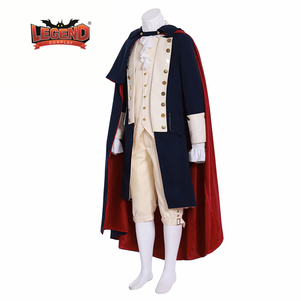 TURN: WASHINGTON\'S SPIES cosplay costume outfit George Washington Colonial blue jacket cosplay Costume outfit with cloak cape