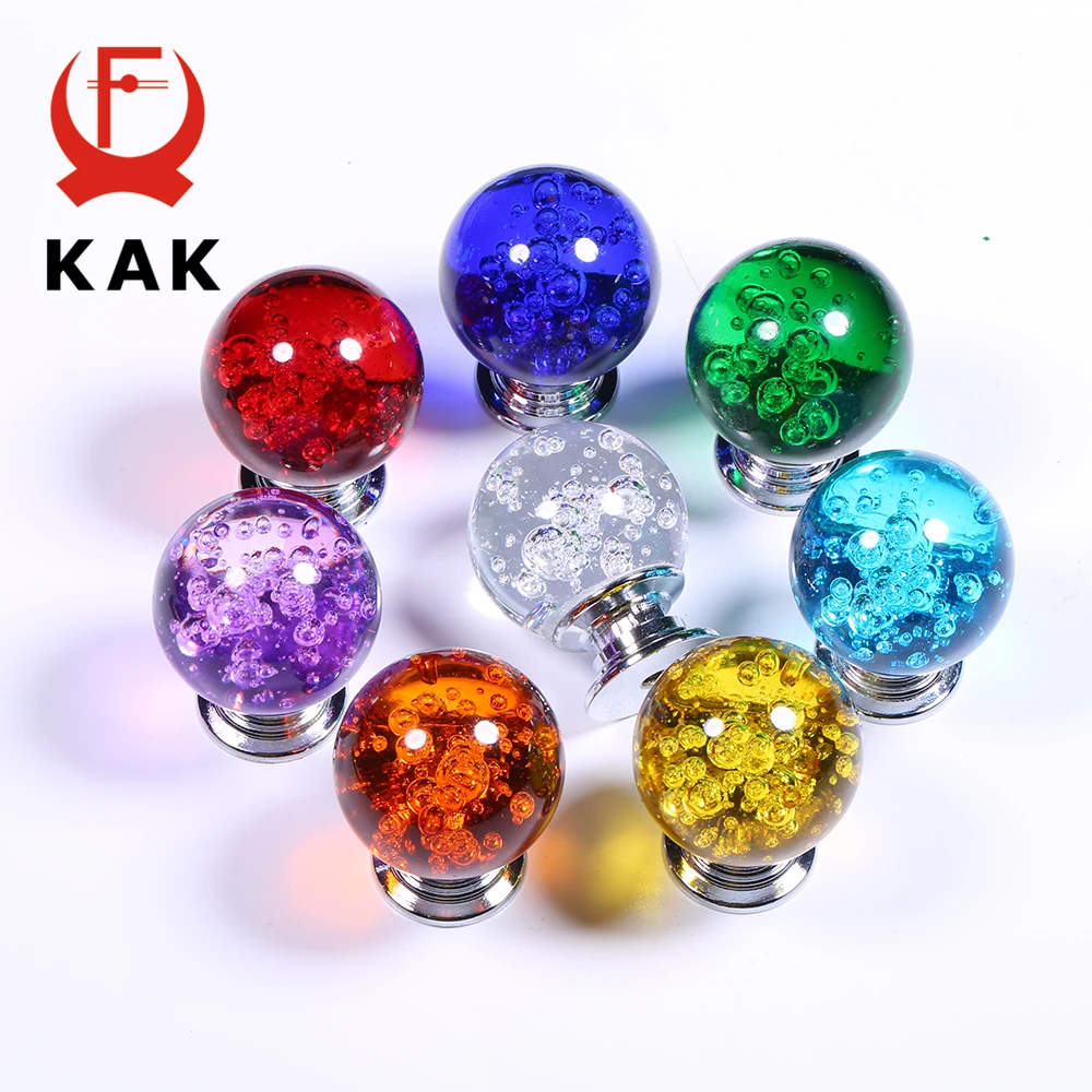 KAK 30mm Crystal Ball Furniture Knobs Kitchen Cupboard Door Pulls Drawer Knobs Cabinet Handles Wardrobe Door Handle Hardware