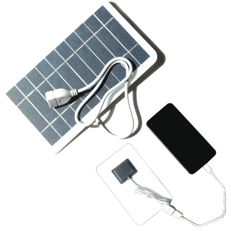 2W 5V Portable Solar Panel Dual USB Output Port Panel Outdoor Fexible Charger