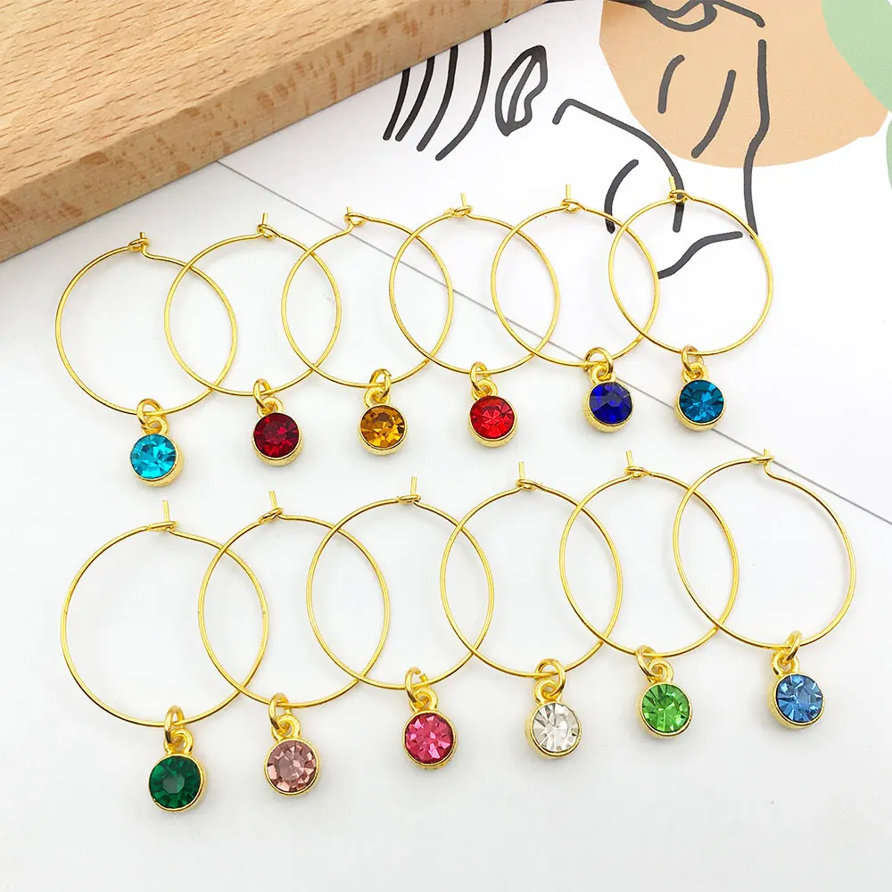 Wine Glass Marker Zinc Alloy Enamel Gold Plated Charms Pendant for DIY Necklace Bracelet Earrings Jewelry Making Findings