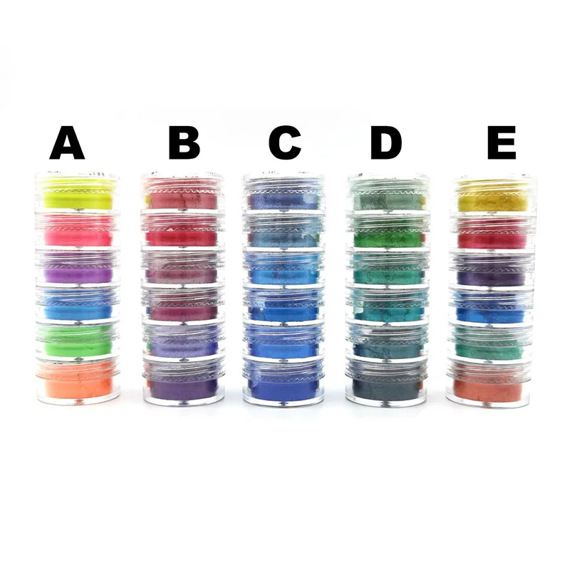 6Colors/lot Mermaid Nail Glitter Dust Pearls Watercolor Solid Pigment Chrome Paint Accessories For Nail Decals