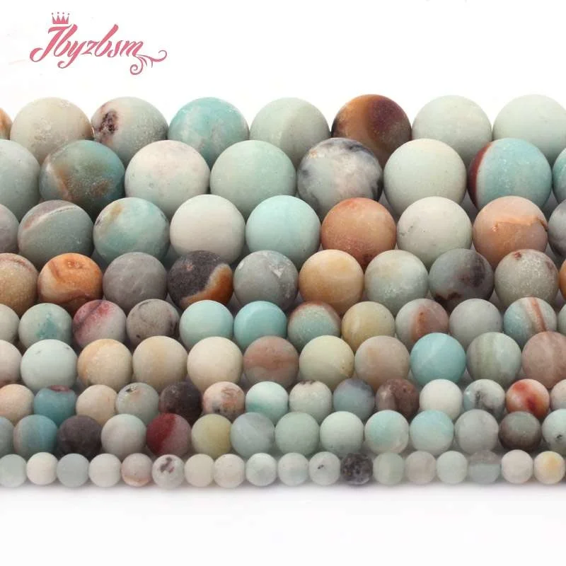 4,6,8,10mm Round Amazonite Multicolor Frost Beads Loose Natural Stone Beads For DIY Necklace Bracelets Jewelry Making Strand 15\