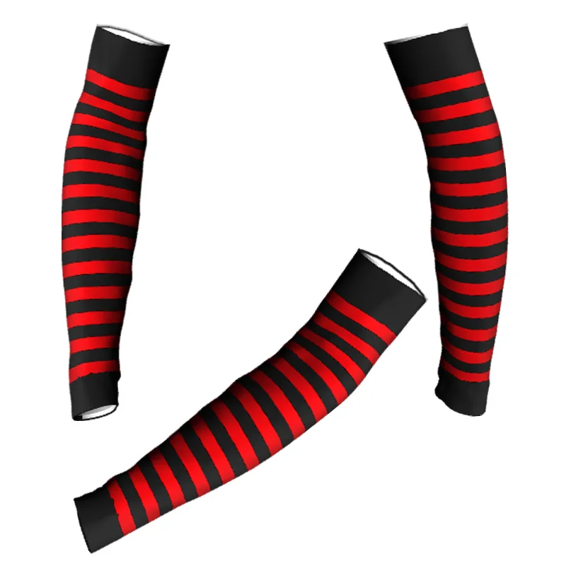 Calentadores de brazo para bicicleta de montaña, protección UV, mangas para correr, Fitness, baloncesto, codera, cubierta de mano a rayas de calidad deportiva