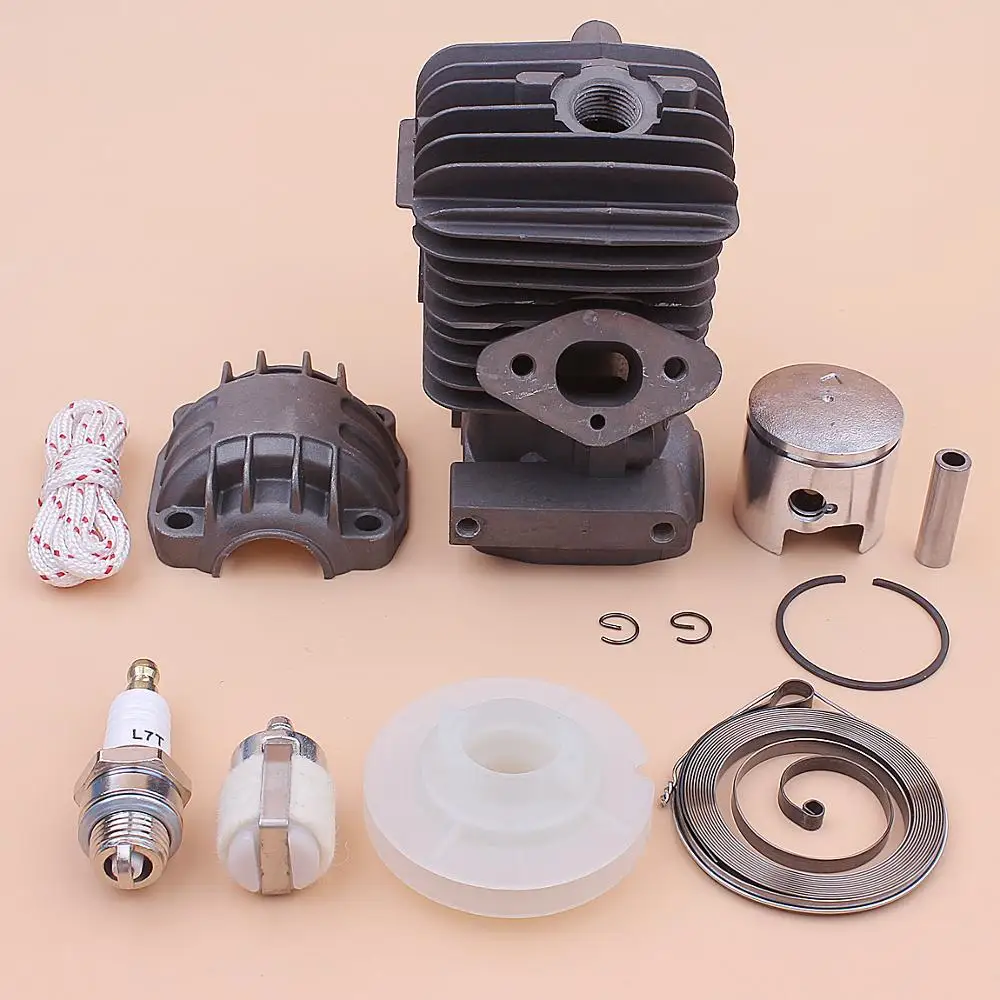 34mm Cylinder Piston Engine Pan Base Kit For Chinese 2500 25cc Recoil Starter Pulley Spring Rope Spark Plug Chainsaw Part