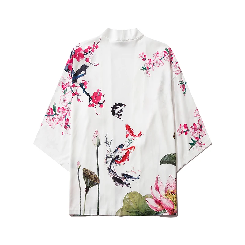 2020 Harajuku Kimono Cosplay Japanese Chinese Style Street Fashion Male and Women Cardigan Blouse Top Haori Obi Asian Clothes