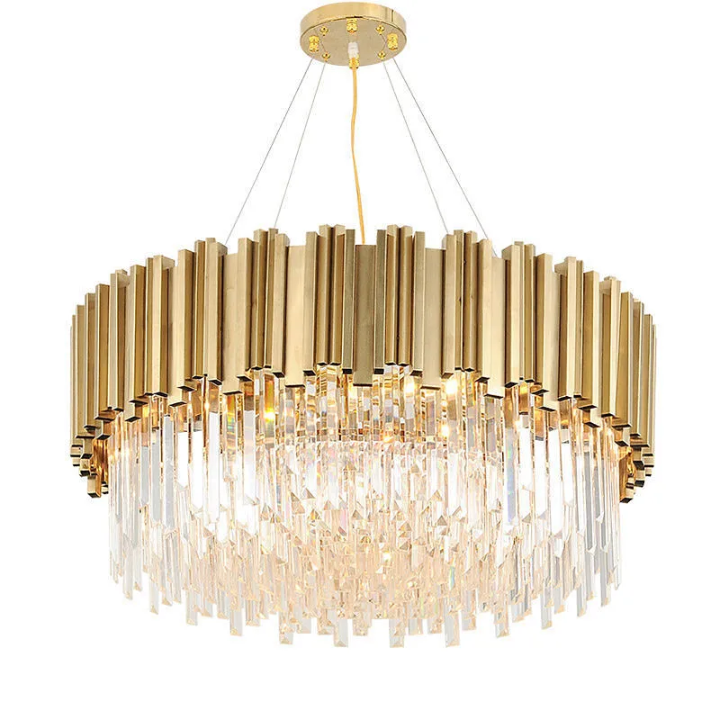 

Lighting Modern Crystal Chandelier Luxury Oval Gold Hanging Light Fixtures Dining Room Suspension LED Lustres