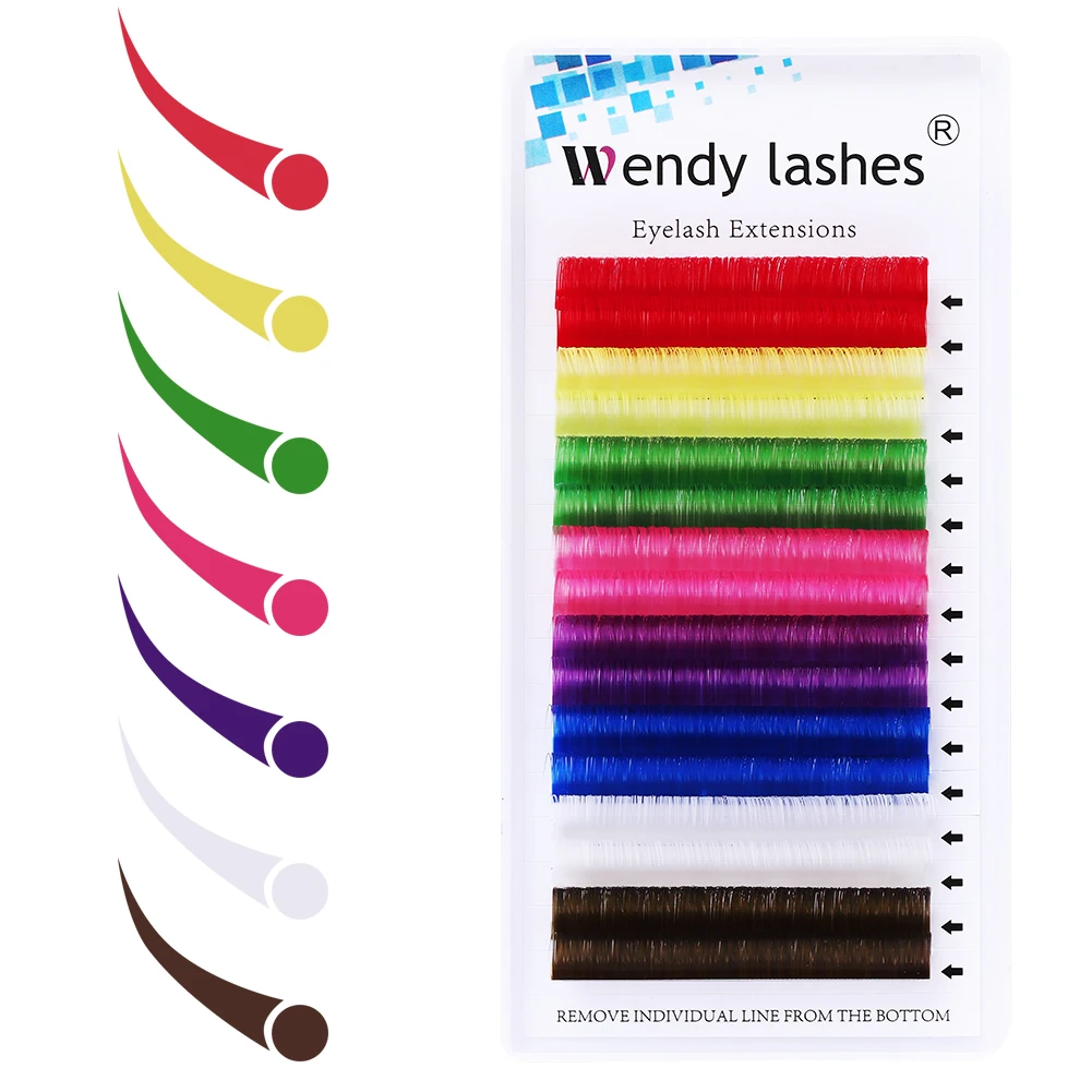 WENDY LASHES Mix Color Eyelashes Maquiagem Make up High Quality Soft Natural Synthetic Mink Rainbow Eyelash Cilios 8 Colors Mix