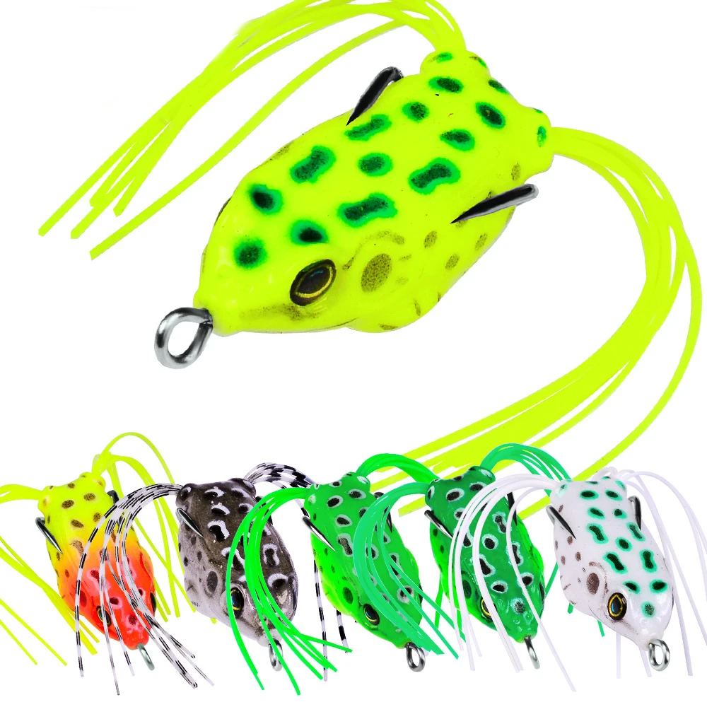 1 Pcs New Style 4.45cm5g  Frog Lure Soft Tube Bait Plastic Fishing Lure with Fishing Hooks Top Water Ray Frog Artificial 3D Eyes