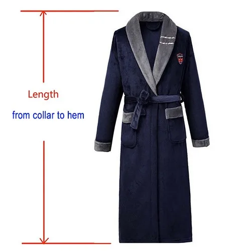 Winter Thicken Warm Nightwear Flannel Men Robe Kimono Bath Gown Coral Fleece Nightgown Casual Loose Home Clothes Plus Size 3XL