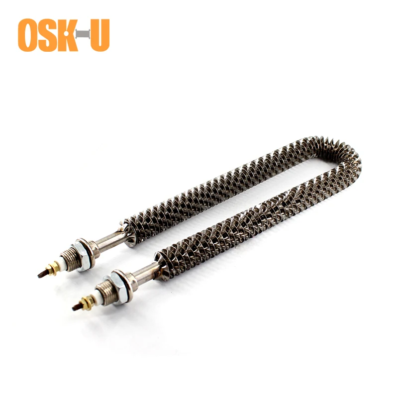 Finned Tubular Heating Element U Type 220/380V 10/12mm Tube Diameter Heater Element M16/M18 Thread U Type Heating Tube for Oven