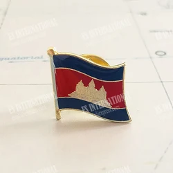 Cambodia National Flag Lapel Pins Crystal Epoxy Metal Enamel Badge Paint Brooch Souvenir Suit Personality Commemorative Gifts